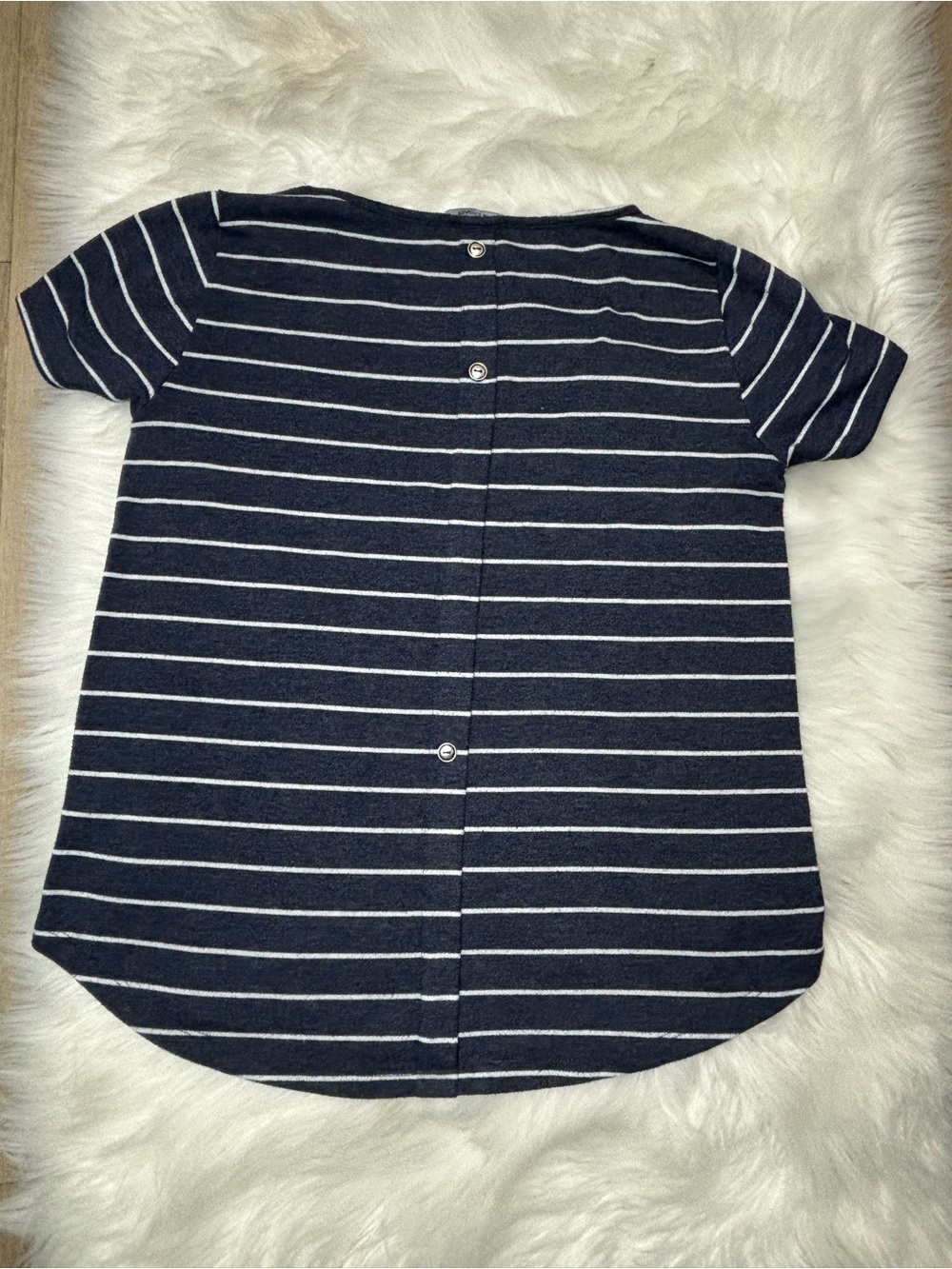 Pink Clover Navy and White Striped Short Sleeve Tee - Picture 5 of 5